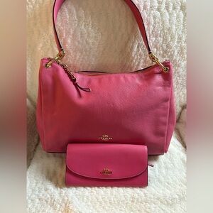 Coach Mia Pink Shoulder Bag and Wallet EUC